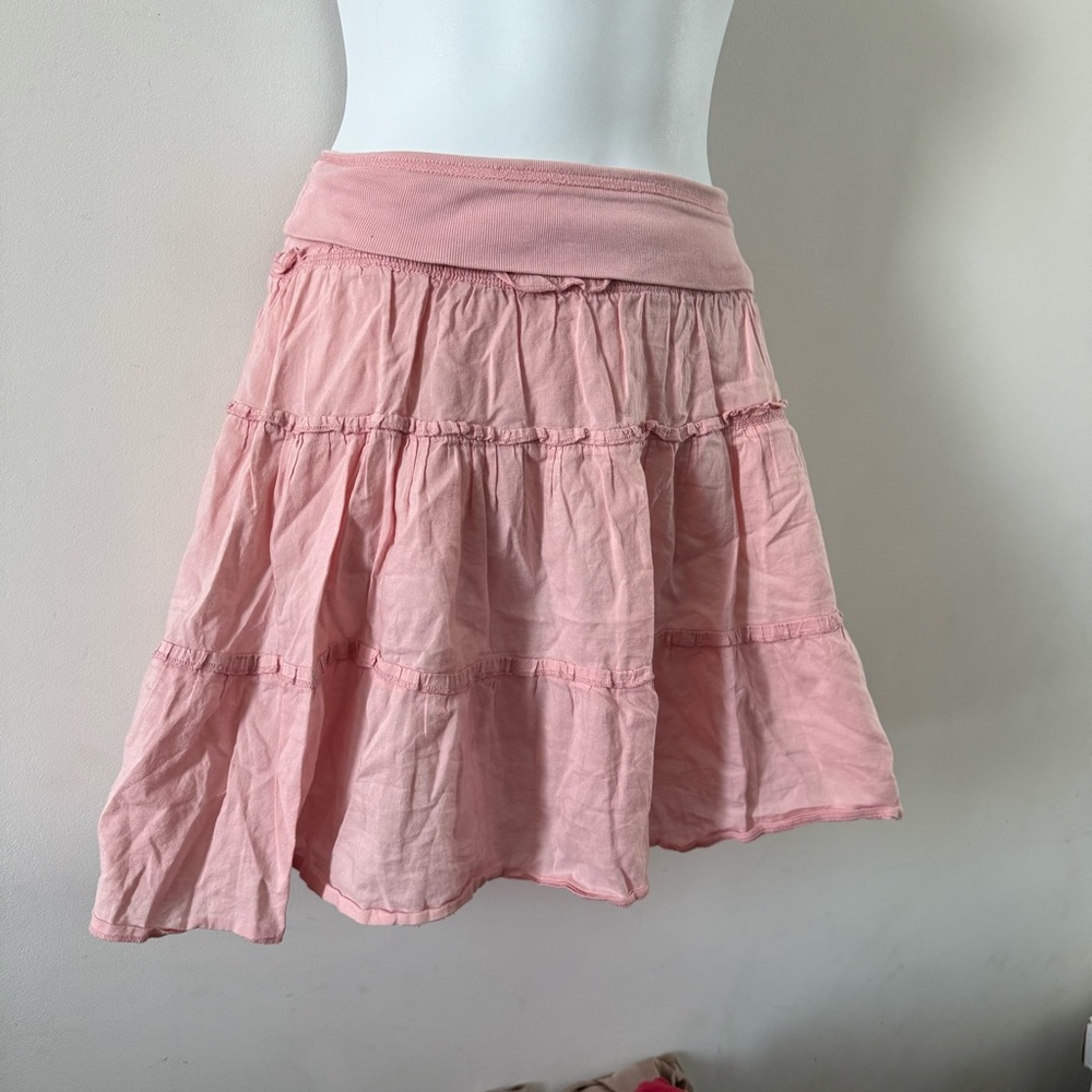 Y2k Old Navy Blush Pink Tiered Mini Skirt - Picture 3 of 7